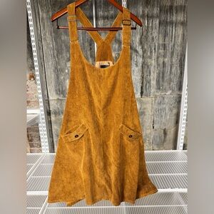 ModCloth Sociable Scholar Corduroy Pinafore Jumper Overall Dress Brown